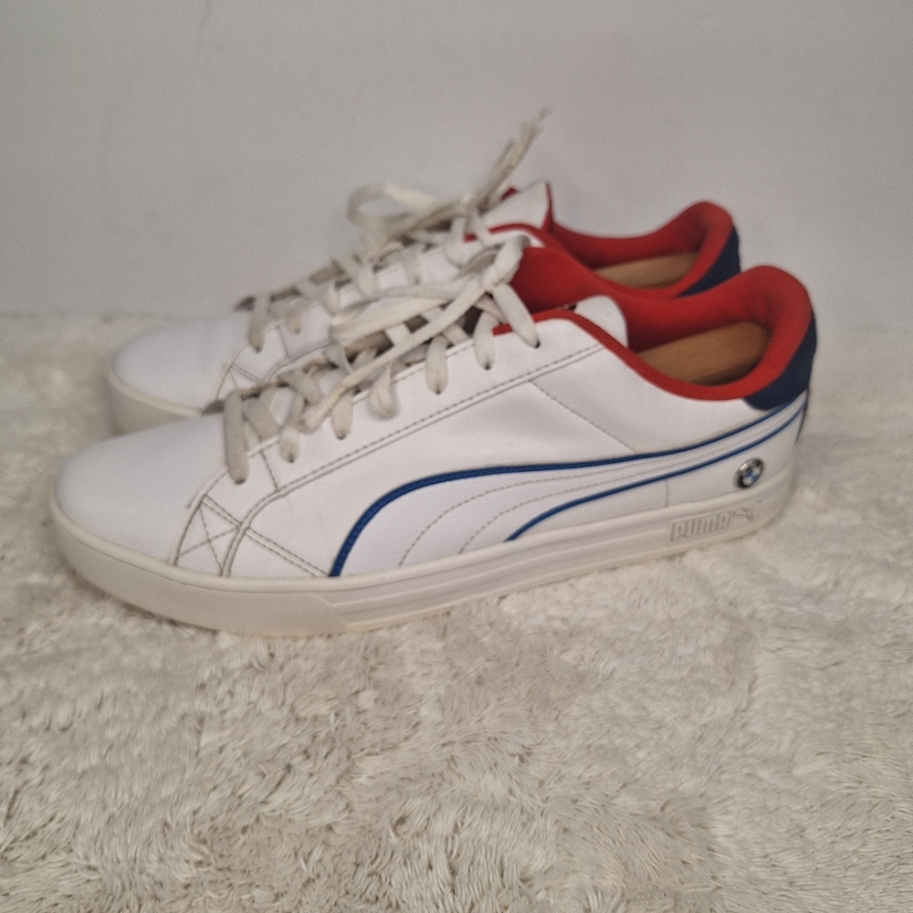 Puma Men's White and Red Sneakers